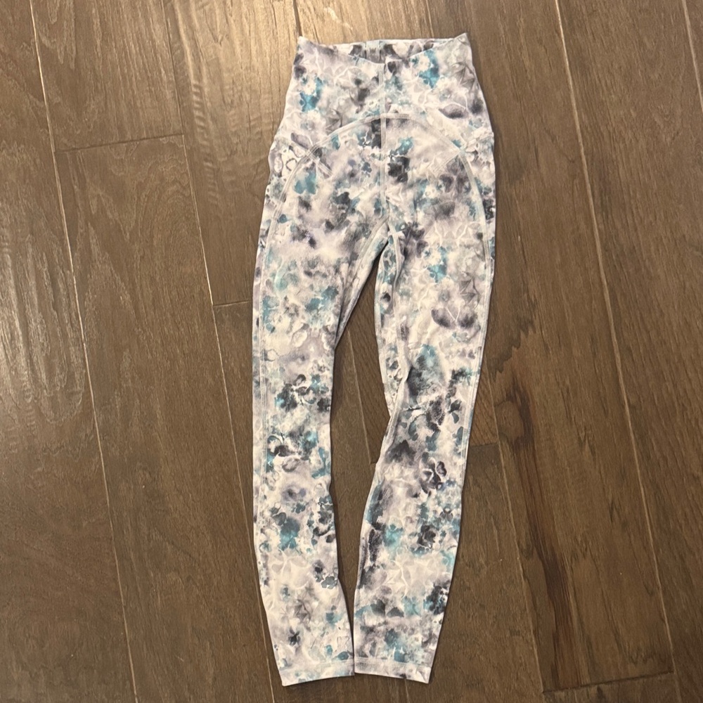 lululemon athletica High-Rise Watercolor Print Leggings in Blue, Gray, White